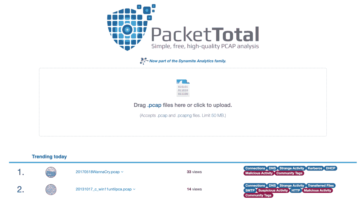 PacketTotal-Frontpage